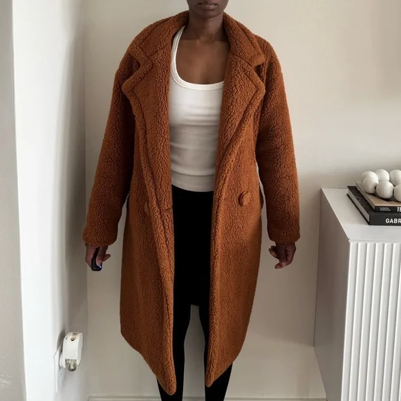 Fashion Nova Brown Oversized Teddy Coat - Picture 1 of 7